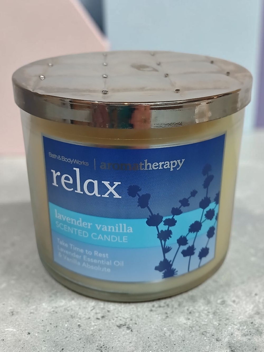 Bath & Body Works Aromatherapy Relax Lavender Vanilla Candle - Blue Label